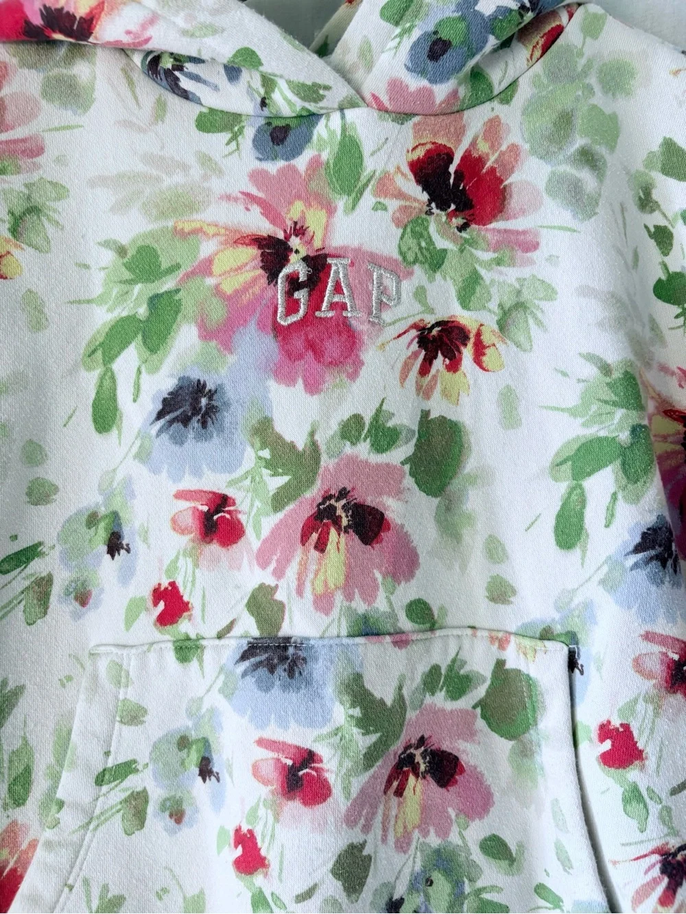 GAP Kids White Hoodie with Floral Accent